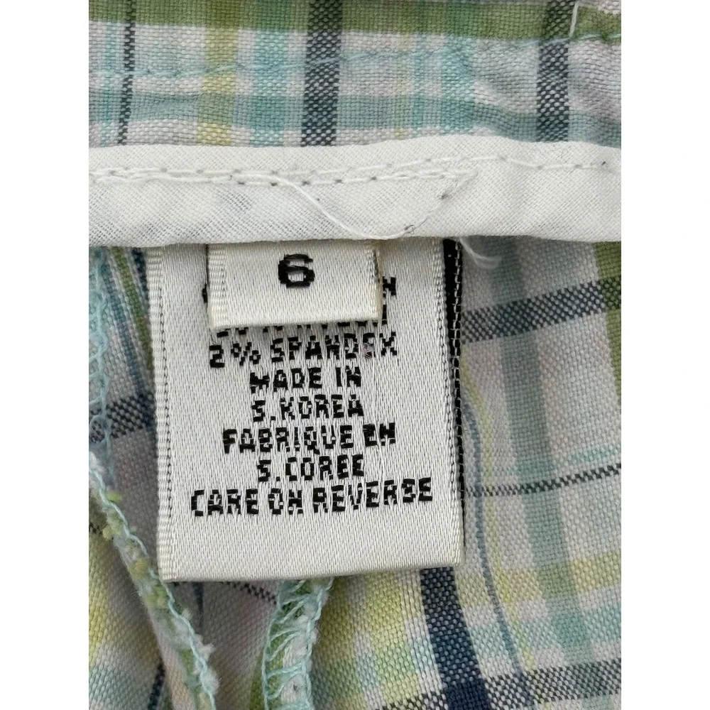 Sport Haley Women's Sz‎ 6 Plaid Bermuda Shorts Green Blue Multi Color Flat Front